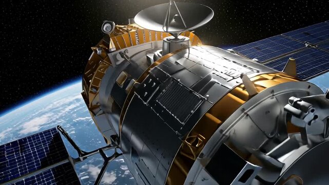 Satellite Orbiting Earth in Space Exploration Scene250801 (186)a