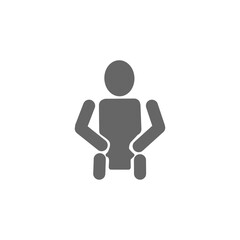 腰をおさえる人物アイコン｜腰痛・疲労・体調不良を示すピクトグラム Lower Back Pain Icon – Person Holding Waist Silhouette for Discomfort or Fatigue