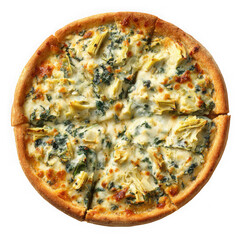 Delicious spinach pizza isolated on transparent background
