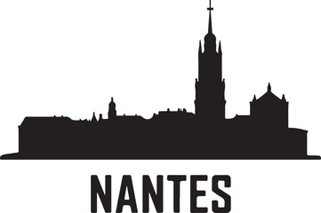 Fototapeta premium Nantes Skyline Silhouette Vector on White Background