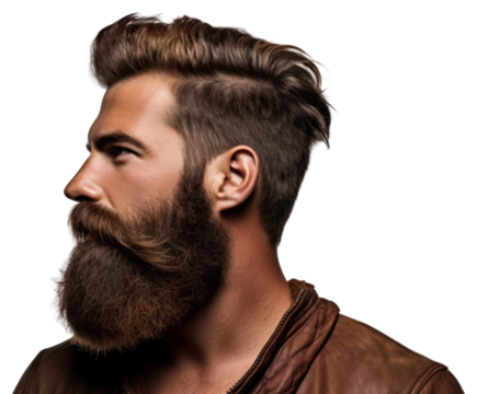 PNG Brown beard adult men individuality.