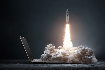 Rocket launching from laptop
