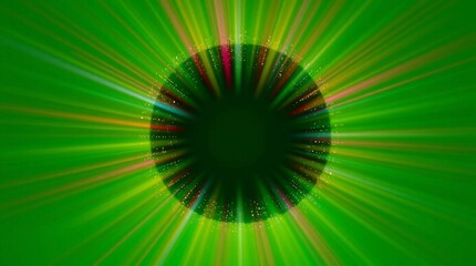 Vibrant Green Abstract Background with Circular Light Burst Green Screen Elements