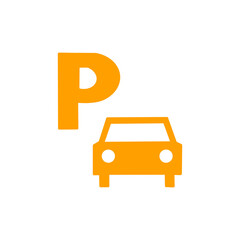 Parking Icon – Car and Letter P Symbol for Parking Lot・駐車場・パーキングのアイコン｜車とPマークのピクトグラム