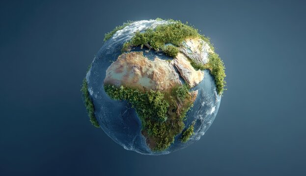 Earth globe, detailed, lush vegetation
