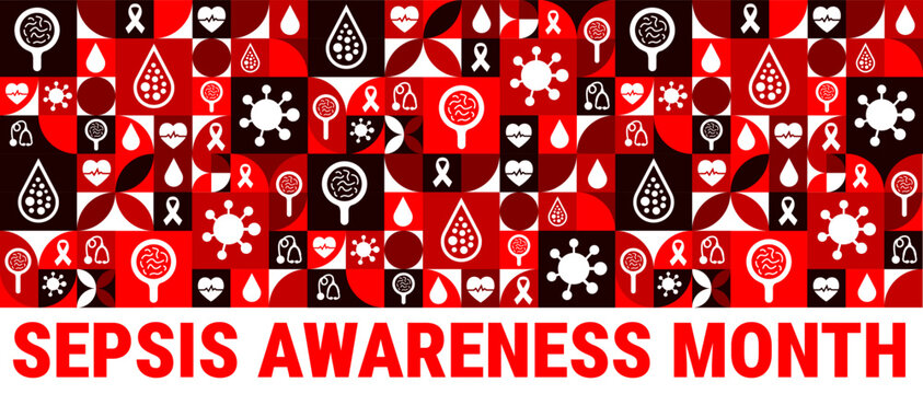 sepsis awareness month Geometric shape pattern background, banner, card or poster design template is observed every year during September, to raise awareness about the mission. Vector illustration.