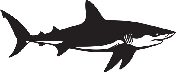 Obraz premium Shark Swimming Body streamlined with tail fin extended and fins spread while moving through water. full length silhouette black vector illustration