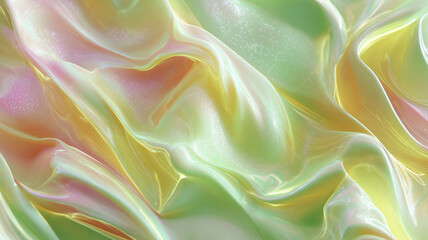 Obraz premium Luminous peach and lime green abstract pattern with soft ripples creates dreamy texture