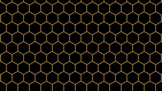 Orange and Yellow Hexagon Grid with Filmstrip Border. Hexagon Grid Motion background