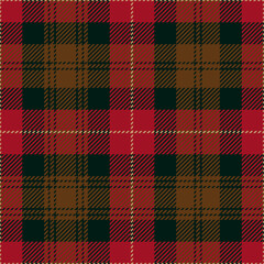 Red and brown tartan plaid. Scottish pattern fabric swatch close-up. 