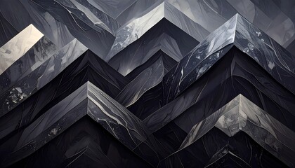 Abstract 3D geometric pattern, dark marble