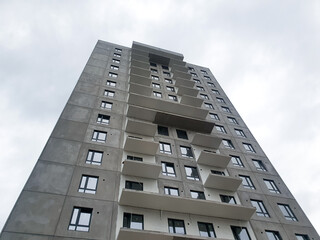 Concrete apartment building construction. Industrial construction of an apartment building,...