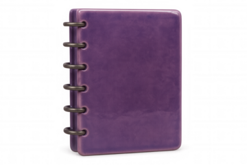 Closed purple notebook with spiral binding isolated on transparent background, perfect for educational or stationery related designs