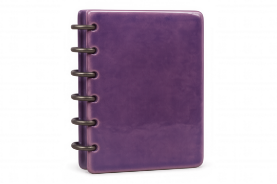 Closed purple notebook with spiral binding isolated on transparent background, perfect for educational or stationery related designs