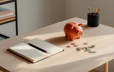 Saving money a personal finance journey at home lifestyle desk setup calm atmosphere close-up view financial wellness
