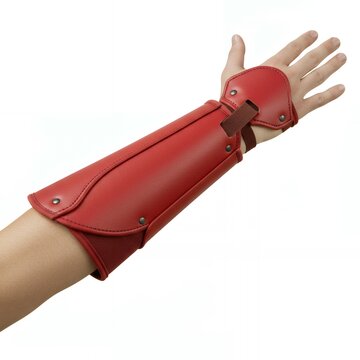 Ergonomic red leather wrist and hand splint with palm protection and adjustable leather strap for ulnar deviation treatment