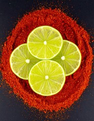 Lime slices in red spice
