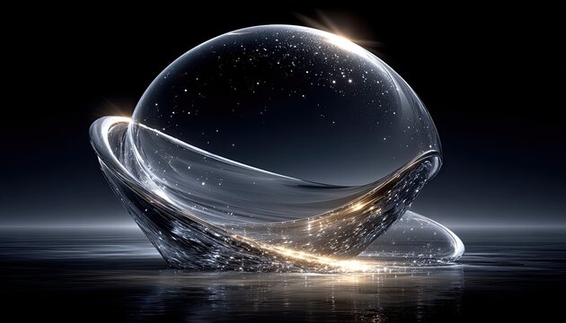 Crystal sphere, swirling, abstract, light