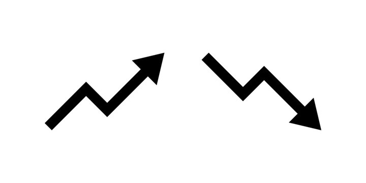 Up and down arrow icon. Growth and decline trend symbol. Market increase or decrease concept