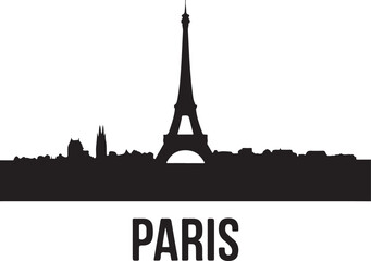 Fototapeta premium Paris Skyline Silhouette Vector on White Background