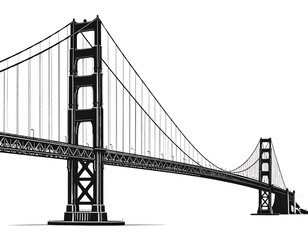 Obraz premium Golden gate bridge black silhouette,Golden gate bridge clip art vector 