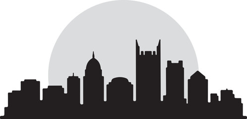 Obraz premium Pittsburgh Skyline Silhouette Vector on White Background