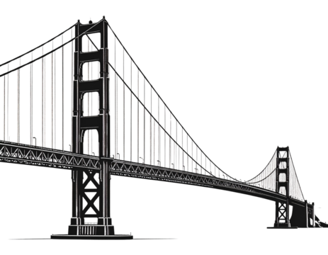 Golden gate bridge black silhouette,Golden gate bridge clip art vector  