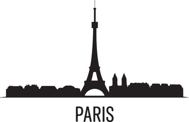 Fototapeta premium Paris Skyline Silhouette Vector on White Background