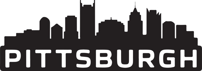 Fototapeta premium Pittsburgh Skyline Silhouette Vector on White Background