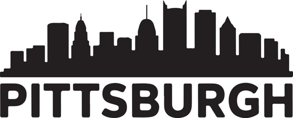 Pittsburgh Skyline Silhouette Vector on White Background