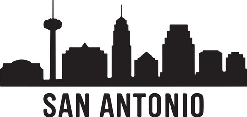 Fototapeta premium San Antonio Skyline Silhouette Vector on White Background