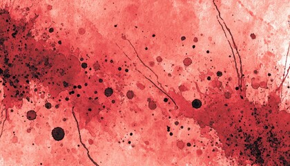 Abstract watercolor splatter in coral red