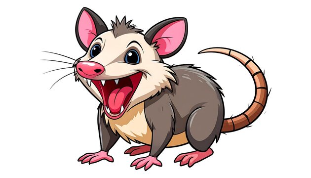 Cartoon opossum smiling
