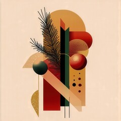 Minimalist abstract holiday composition with smooth geometric gradients and isolated festive details rendered in a modern vector style