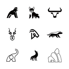 Black and White Animal Silhouettes Vector Set