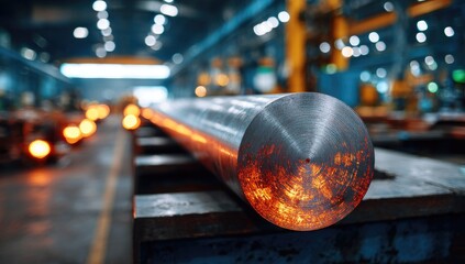 Hot metal billet in factory