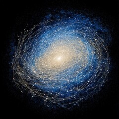 galaxy shaped like a mind map spinning in infinite space