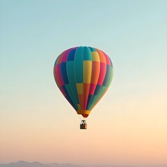 Fototapeta premium balloon, air, sky, hot, hot air balloon, flying, colorful, flight, fly, ballooning, basket, adventure, balloons, float, fun, travel, color, transportation, sport, aircraft, red, transport, high, blue,
