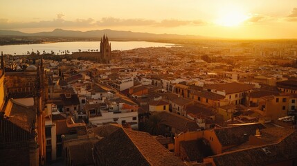 Breathtaking scene from the highest point of Palma Cathedral, capturing the beauty of Mallorca's coastal city.