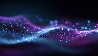 Abstract digital wave of glowing particles