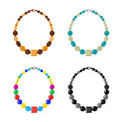  Four Colorful Bead Necklaces Illustration