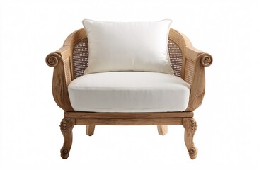 Oak armchair with handwoven cushions, made from natural materials