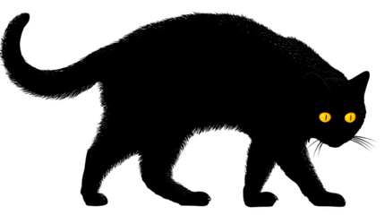 Black Cat Silhouette, isolated on transparent background