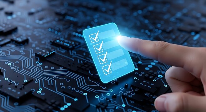 Digital checklist completion on circuit board technology