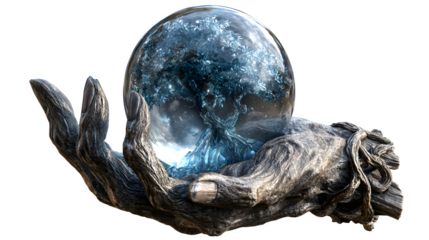 Crystal Orb with Tree of Life (3d rendered), isolated on transparent background