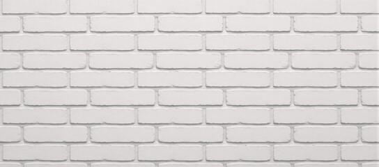 Obraz premium Abstract white brick wall texture serves as patterned backdrop for a wide panoramic picture intended for web design featuring ample copy space
