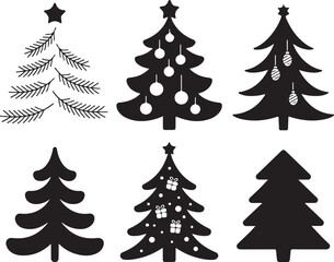 Festive holiday Christmas trees collection for celebrations