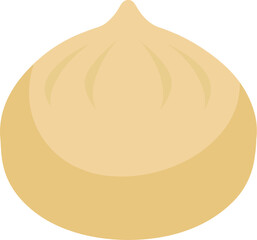 Steamed Dumpling Vector Illustration with Pleated Top in Light Brown