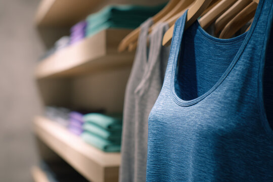 Modern activewear displayed in fashion boutique