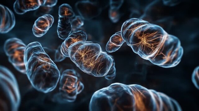 Mitochondria complex inside living cell. Mitochondria release energy for required energy consumption of a cell